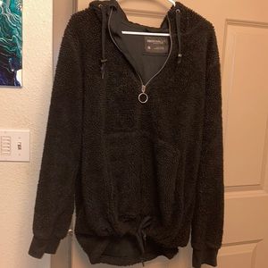 Black warm fuzzy hoodie